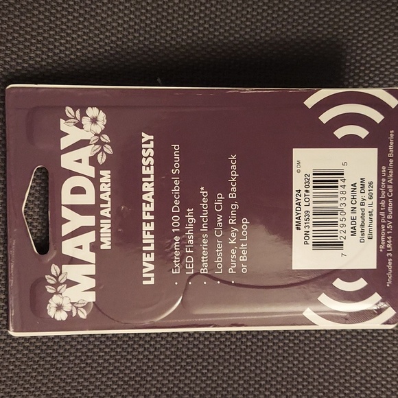 Mini Alarm with LED Flashlight - Purple Floral motif - Picture 2 of 5